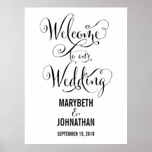 Modern We Do Script Mariage Welcome Poster Signe