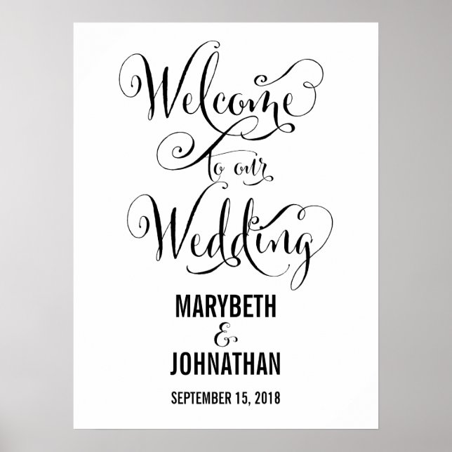Modern We Do Script Mariage Welcome Poster Signe (Devant)