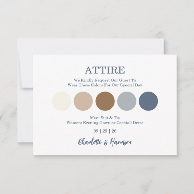 Modern Wedding Attire Dress Code Enclosure Card (Devant)