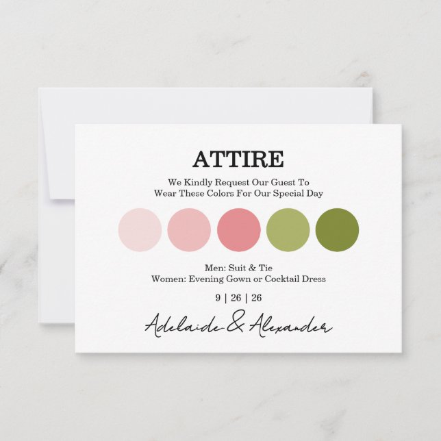 Modern Wedding Attire Dress Code Enclosure Card (Devant)