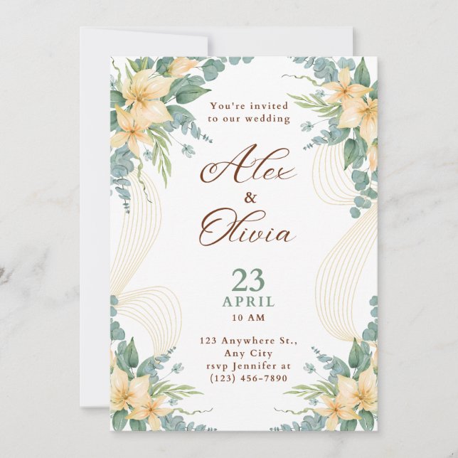 Modern Wedding Invitation Elegant Minimal Layout (Devant)