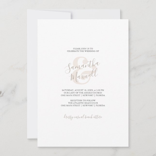Modern White and Beige Wedding Invitation (Devant)