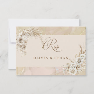 Modern White Boho Floral Arch Wedding RSVP Card