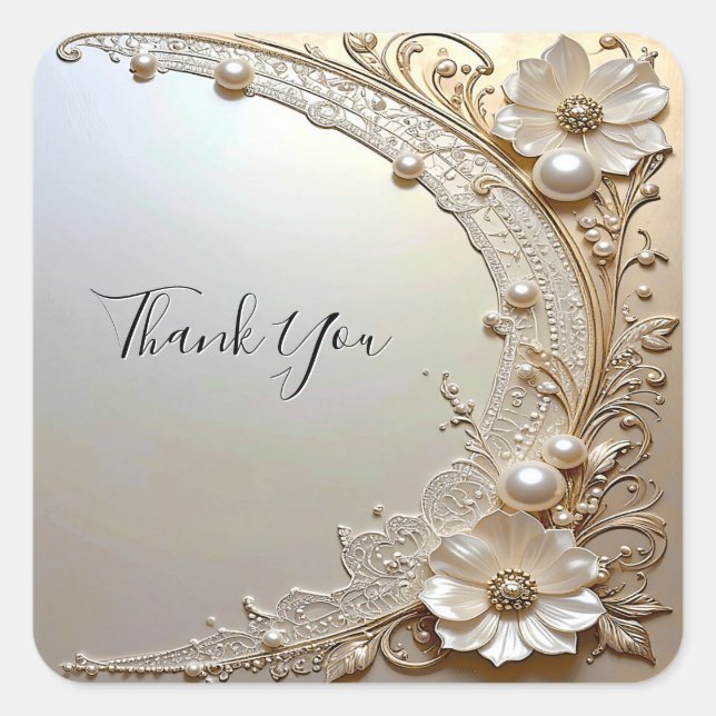 Modern White Flowers Pearls Sticker (Devant)