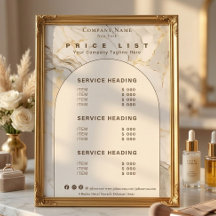 Modern White Gold Agate Beauty Service Price List