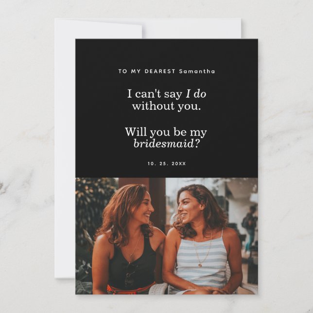 Modern Will You Be My Bridesmaid Photo Card (Devant)