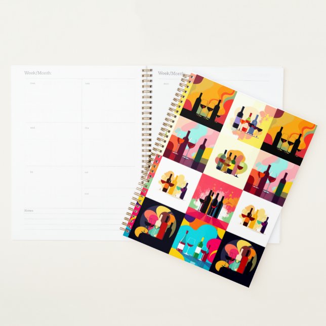 Modern Wine Set Silhouette Collage – Bold Colorful (Devant avec enveloppe)