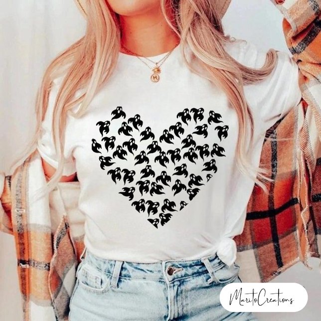 Modern Women's Halloween Doodle T-Shirt (Créateur téléchargé)