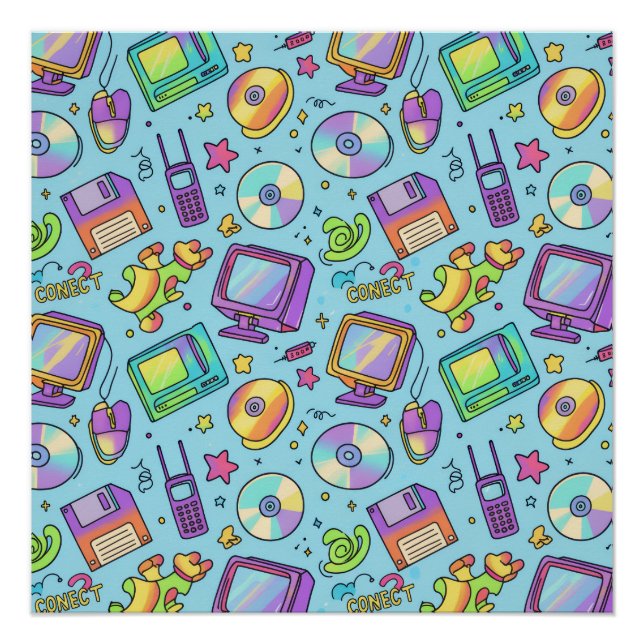 Modern Y2K Retro Tech Aesthetic Art Poster (Devant)