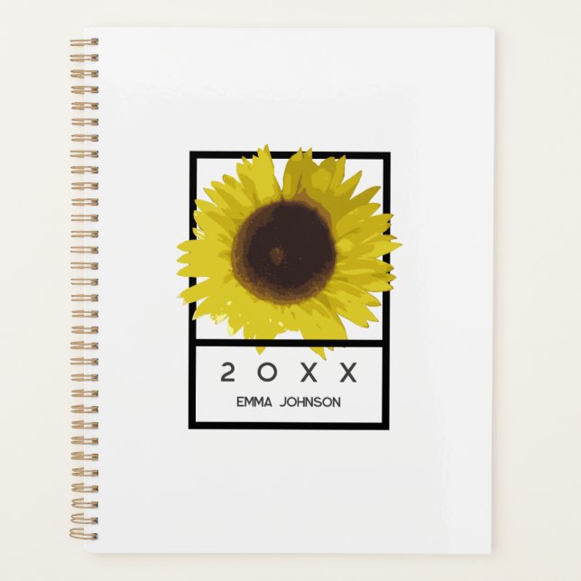 Modern Yellow Sunflower Floral Custom Name 2026 (Devant)