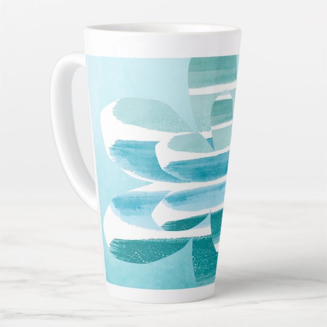 Modern Zen Blue Latte Mug – Minimal Abstract Art (Angle gauche)