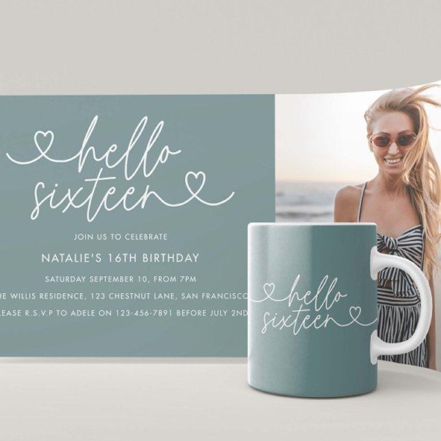 Moderne 16e anniversaire simple élégant script élé (Créateur téléchargé)