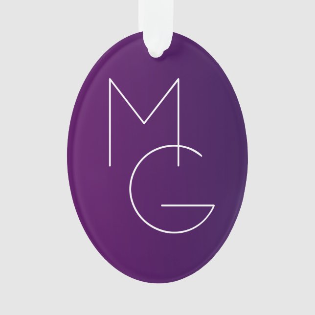 Moderne 2 Initiales | Ombre Subtile Violet Foncé (devant)