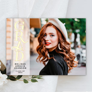 Moderne 2 photo Graduation vrai feuille faire-part