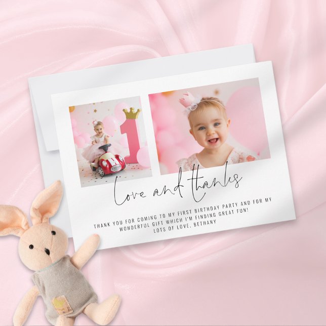 Moderne 2 Photos 1er Anniversaire Carte Amour et M (Créateur téléchargé)