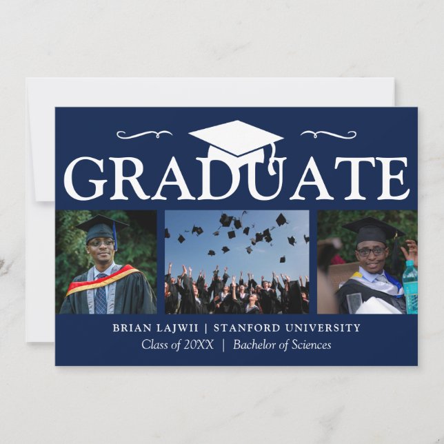 Moderne 3 Faire-part de diplôme photo (Devant)