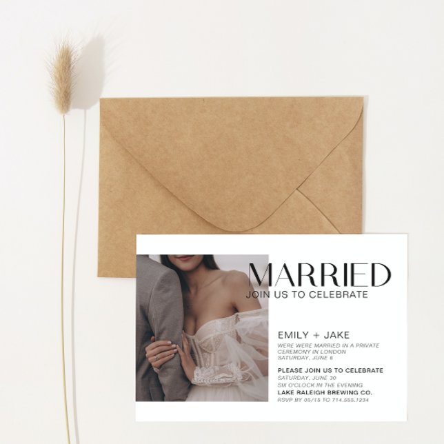 Moderne 3 Mariage photo Faire-part (Wedded Bliss! Join Our Post-Wedding Bash 🥂🎉 [Customize Here])