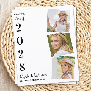 Moderne 3 Photo Budget Graduation Party Invitation