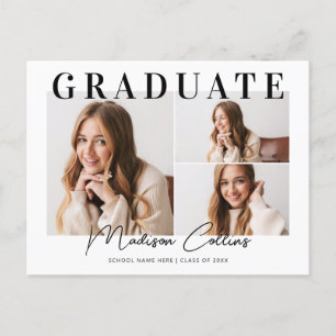 Moderne 3 Photo Graduation Party Invitation