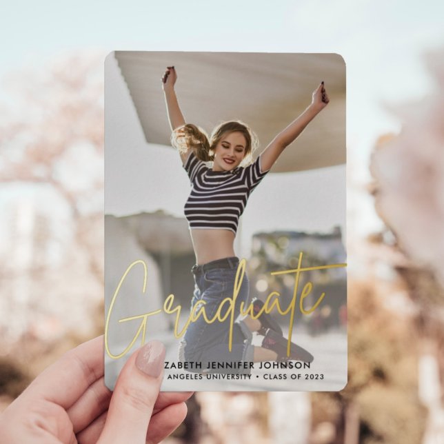Moderne 3 photo Graduation vrai feuille faire-part (Créateur téléchargé)