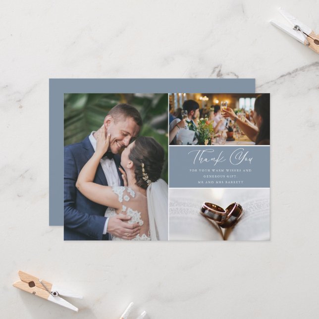Moderne 3 Photo Mariage Merci (Devant/Arrière en situation)