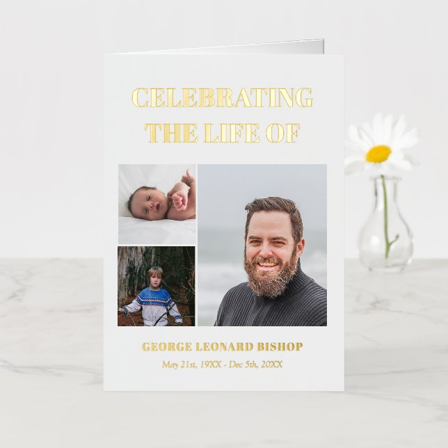 Moderne 3 photos célébrant le programme funéraire  (Petite fleur)