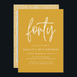 Moderne 40e anniversaire simple design photo de sc<br><div class="desc">Moderne 40e anniversaire simple élégant script élégant et photo géométrique invitation 40e anniversaire. Motif de arrière géométrique moderne. Partie d'une collection. La couleur peut être changée.</div>