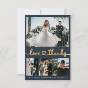 Moderne 4 Photo Coeur Script Marine Mariage Merci