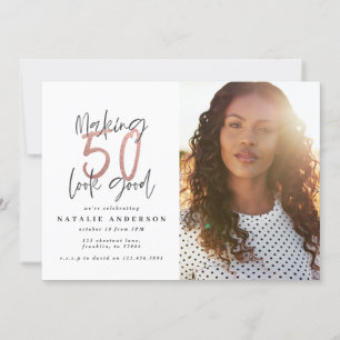 Moderne 50e anniversaire chic typographie or rose