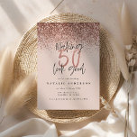 Moderne 50e anniversaire chic typographie or rose<br><div class="desc">Moderne 50e anniversaire chic typographie rose or effet d'anniversaire invitation d'anniversaire. Texte de script moderne design monochrome. Partie d'une collection.</div>
