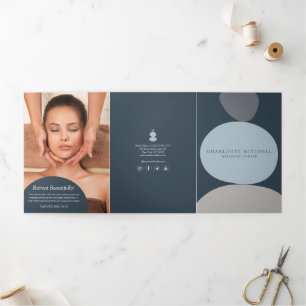 Moderne Abstrait Zen Stones Blue Wellness Brochure
