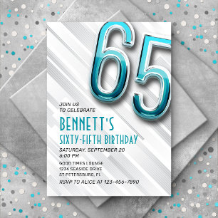 Moderne Adulte Turquoise 65e Invitation anniversai