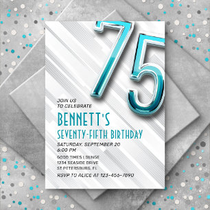 Moderne Adulte Turquoise 75e Invitation anniversai