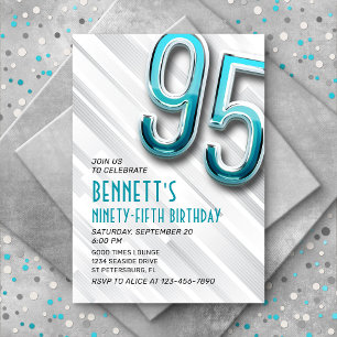Moderne Adulte Turquoise 95e Invitation anniversai