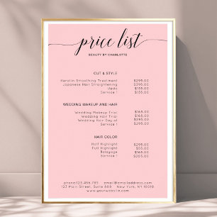 Moderne, Affiche de liste de prix