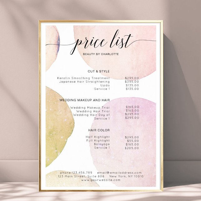 Moderne, Affiche de liste de prix (Modern, price list Poster)