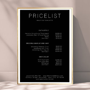 Moderne, Affiche de liste de prix