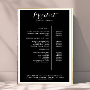 Moderne, Affiche de liste de prix