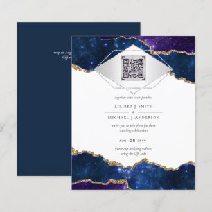Moderne Agate Bleu MARIAGE SUITE QR Code