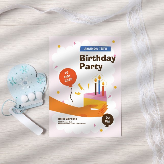 Moderne Amusement 18e anniversaire Invitation (Créateur téléchargé)