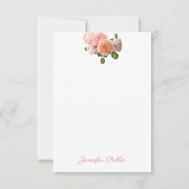 Moderne Aquarelle Rose Modèle écrit à la main Chic (Devant)