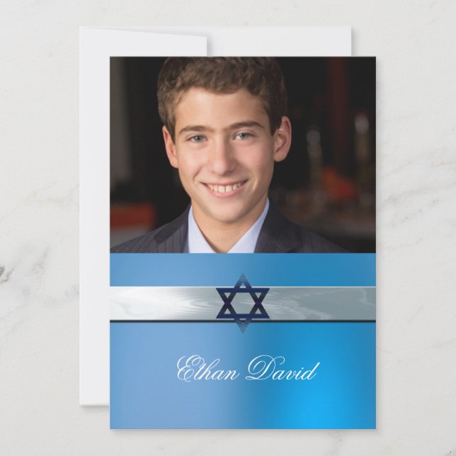 Moderne, Bar Mitzvah, Invitation photo personnalis (Devant)