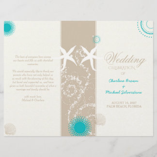 Moderne Beach Mariage Célébration Bi Fold Programm