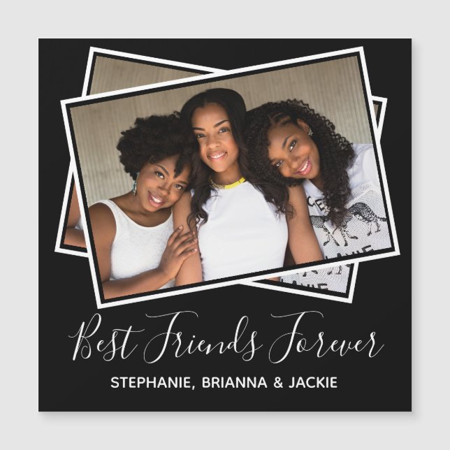 Moderne Best Friends Photo Fun Personnalisé Noir (Devant)
