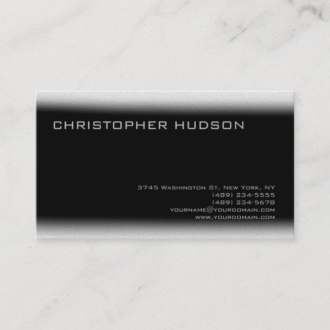 Moderne Black Grey Simple Carte de visite simple (Devant)