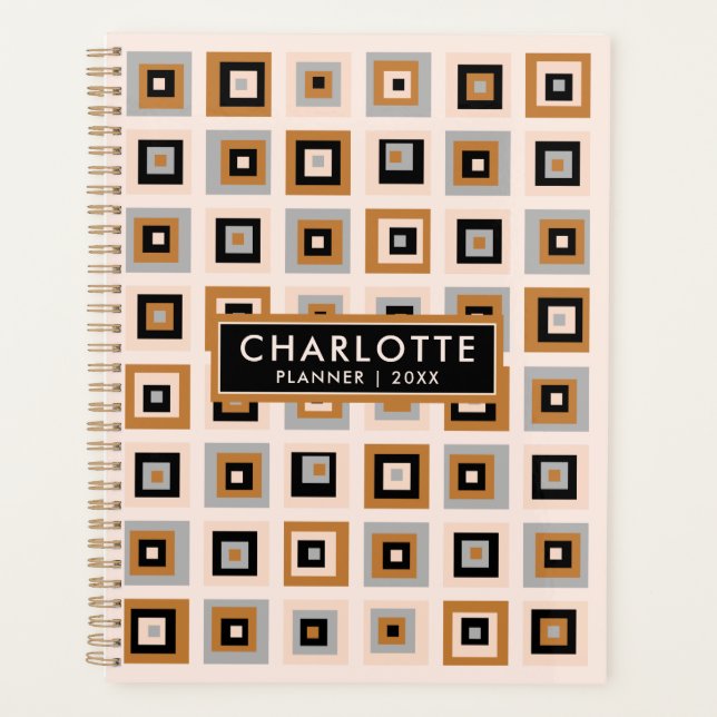 Moderne Black Terracotta Carrés 2023 Planner (Devant)