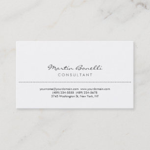 Moderne Blanc Simple Consultant Carte de visite