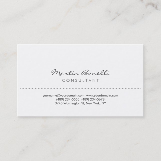 Moderne Blanc Simple Consultant Carte de visite (Devant)