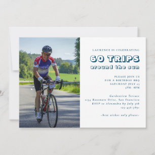 Moderne bleu 60e anniversaire Invitation photo