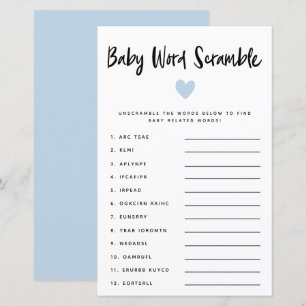 Moderne Bleu Coeur Bébé Mot Scramble Jeu